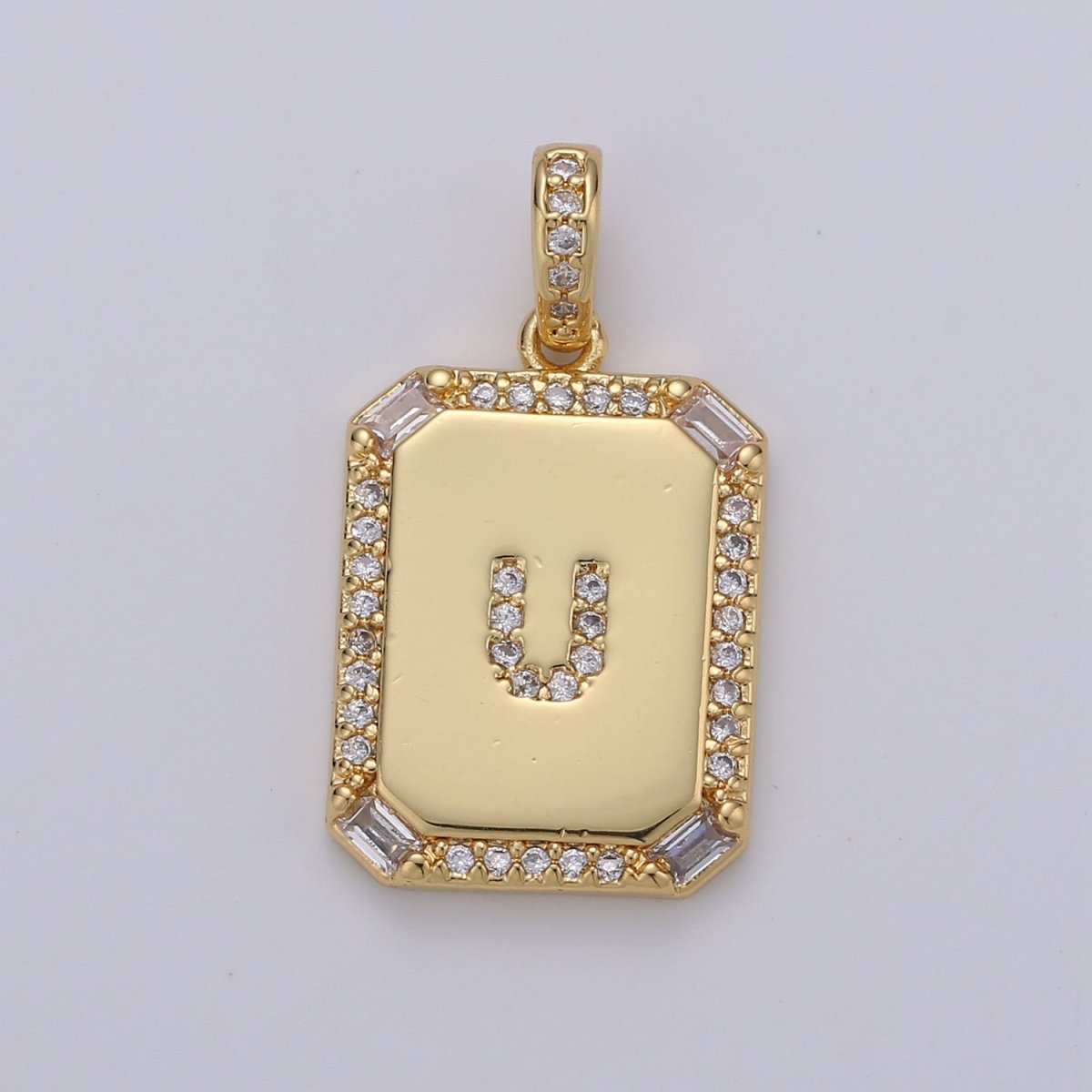 24k Gold Filled Initial Tag Letter Charm A - Z Alphabet Letter Drop Charm Pendant Personalized Charm for Necklace Jewelry Making A-781-A-806