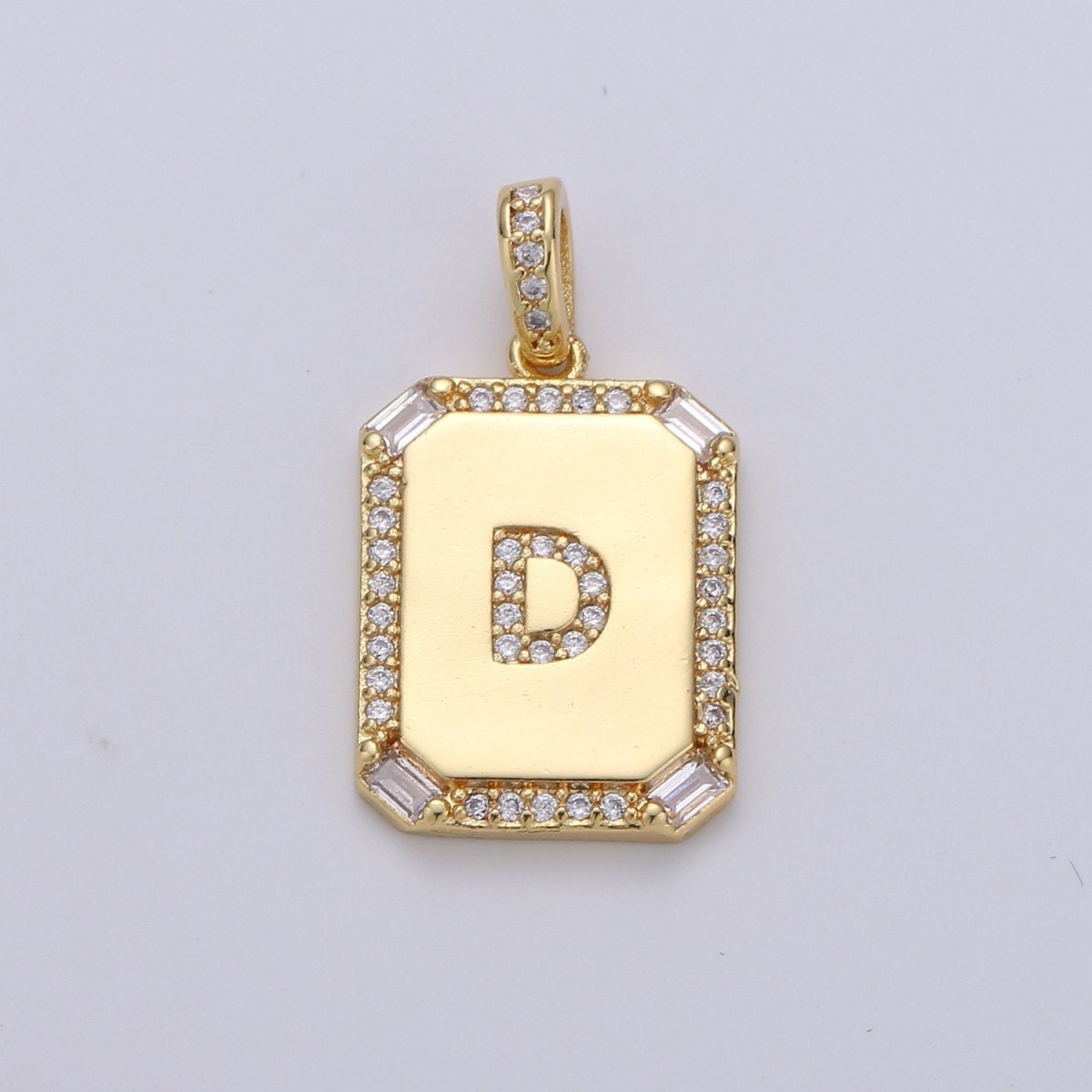 24k Gold Filled Initial Tag Letter Charm A - Z Alphabet Letter Drop Charm Pendant Personalized Charm for Necklace Jewelry Making A-781-A-806