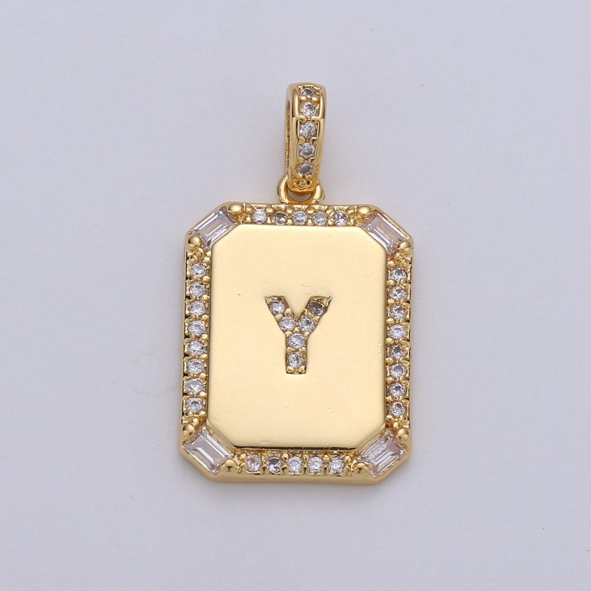 24k Gold Filled Initial Tag Letter Charm A - Z Alphabet Letter Drop Charm Pendant Personalized Charm for Necklace Jewelry Making A-781-A-806