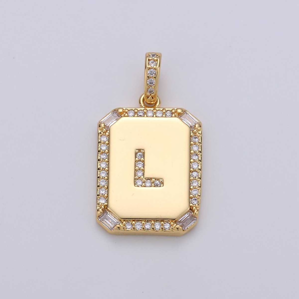 24k Gold Filled Initial Tag Letter Charm A - Z Alphabet Letter Drop Charm Pendant Personalized Charm for Necklace Jewelry Making A-781-A-806