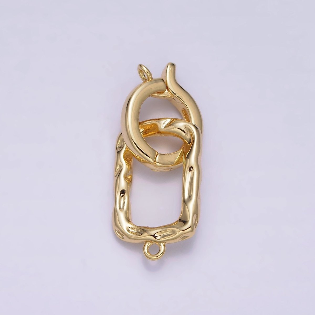 24K Gold Filled Interchangeable Charm Holder Hammered Open Oblong Drop Jewelry Making Supply | Z-448
