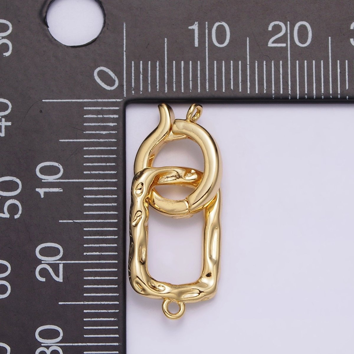 24K Gold Filled Interchangeable Charm Holder Hammered Open Oblong Drop Jewelry Making Supply | Z-448