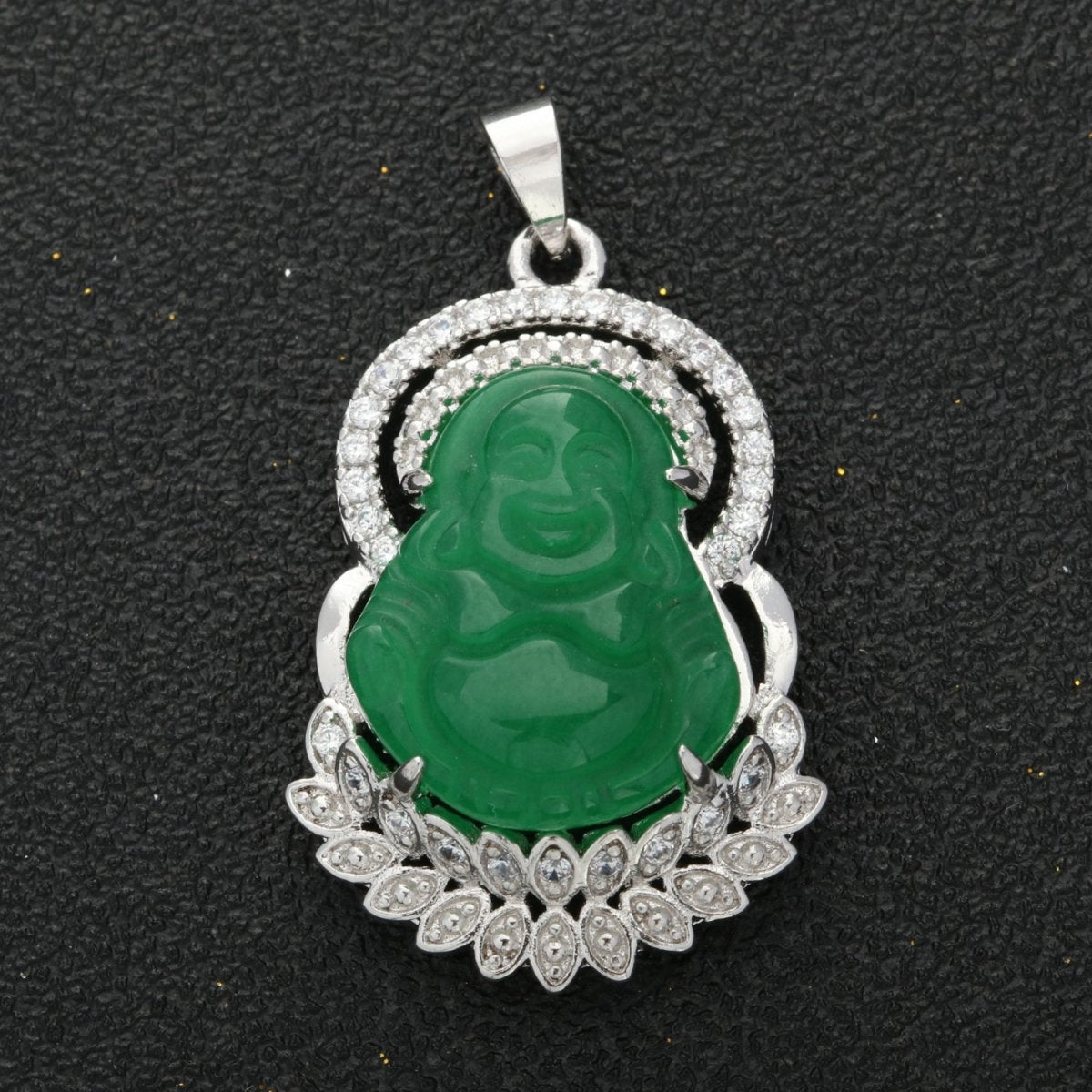 24K Gold Filled Jade Buddha Laughing Buddha Pendant Micro Pave Pendant for Necklace Component AH-333 AH-334