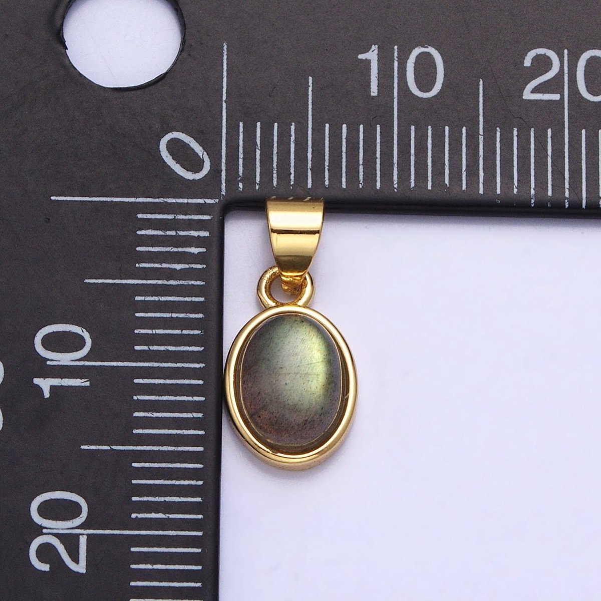 24K Gold Filled Labradorite: Spectrolite Natural Gemstone Oval Pendant | AA182