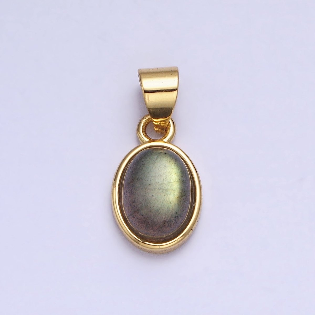 24K Gold Filled Labradorite: Spectrolite Natural Gemstone Oval Pendant | AA182