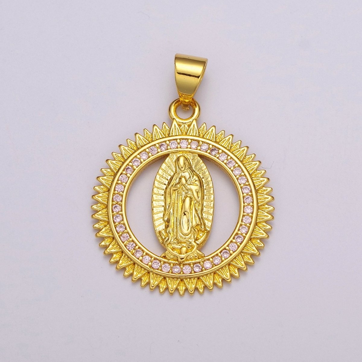 24k Gold Filled Lady Guadalupe Pendant, Gold Medallion Necklace Virgin Mary Layering Necklace, Religious Necklace, Gift For Her N-1390