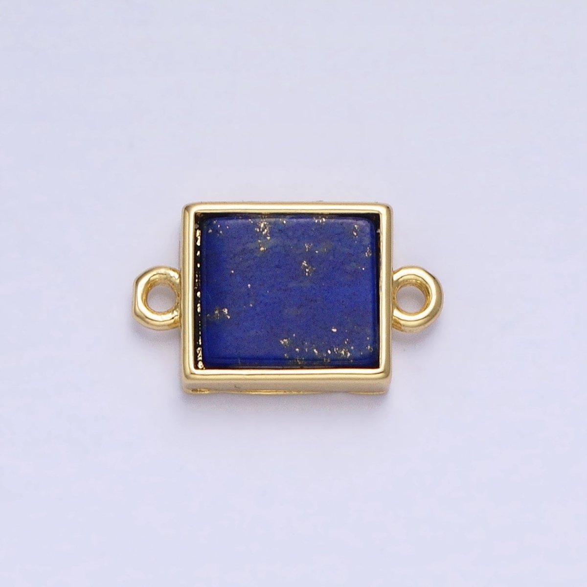 24K Gold Filled Lapis Lazuli Natural Gemstone Flat Rectangular Connector | Y-792