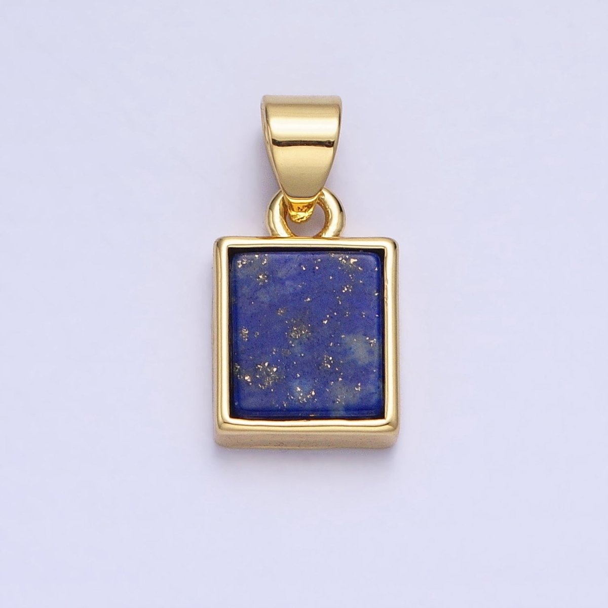 24K Gold Filled Lapis Lazuli Natural Gemstone Rectangular Pendant | AA179