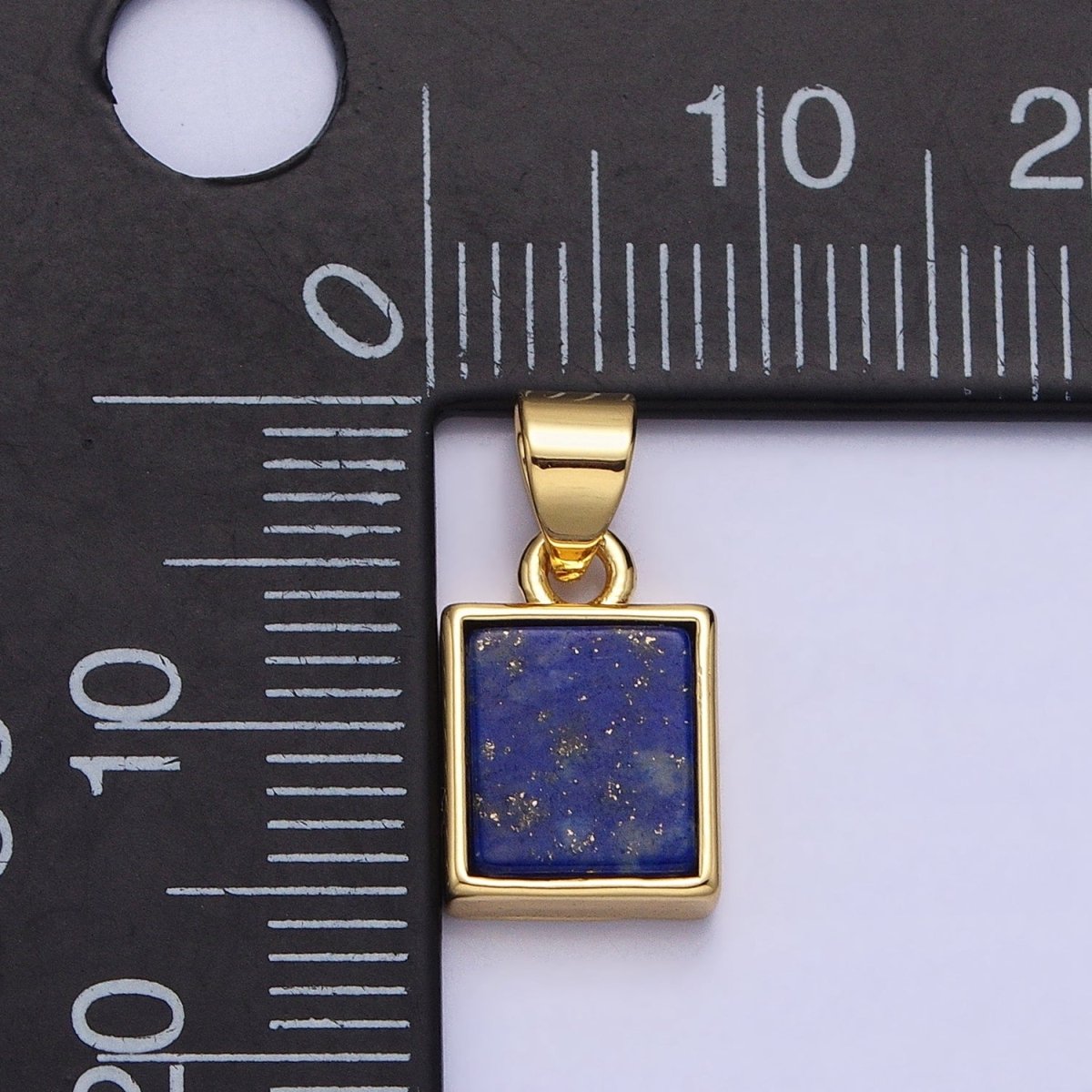 24K Gold Filled Lapis Lazuli Natural Gemstone Rectangular Pendant | AA179