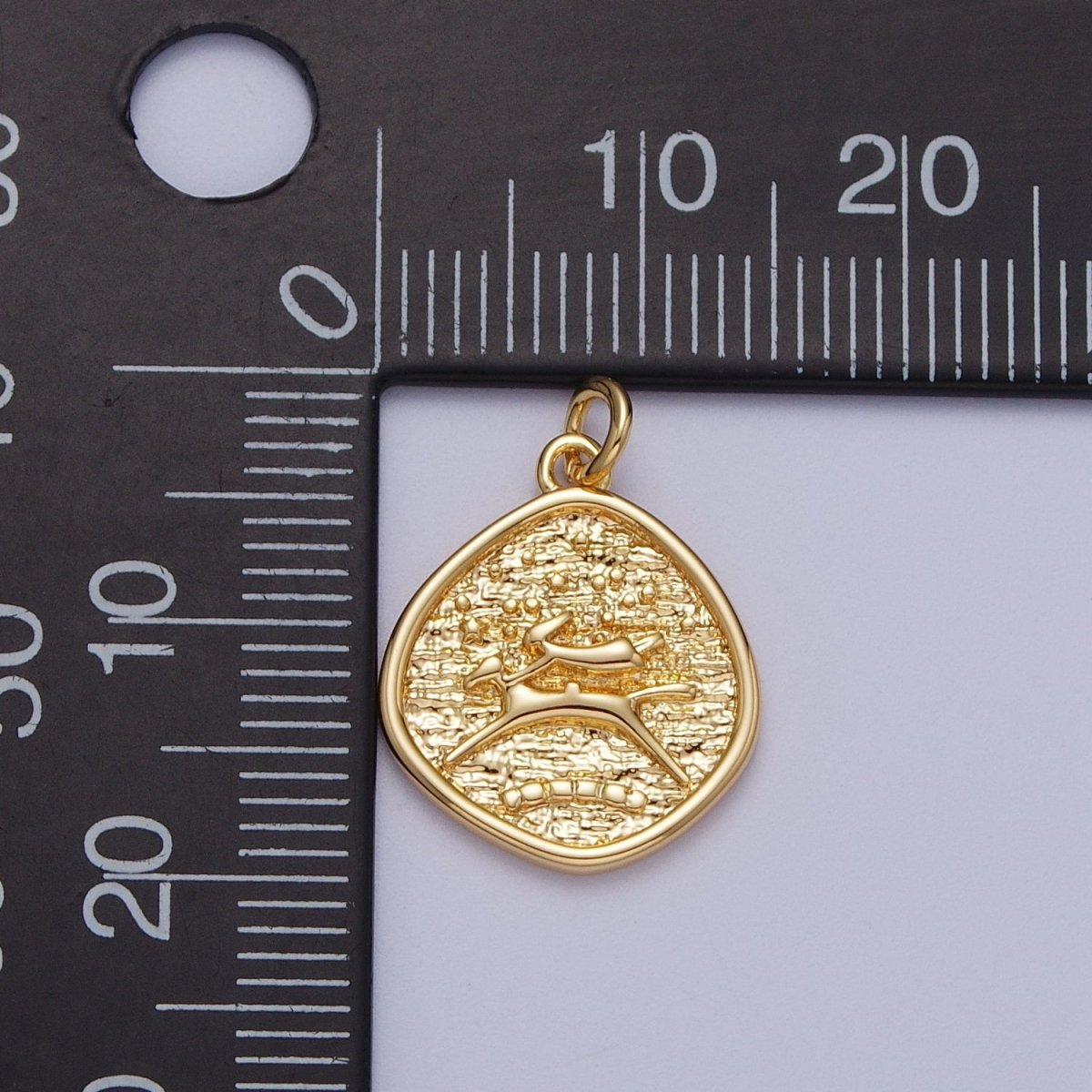 24K Gold Filled Leaping Dog Stamped Textured Charm E-061