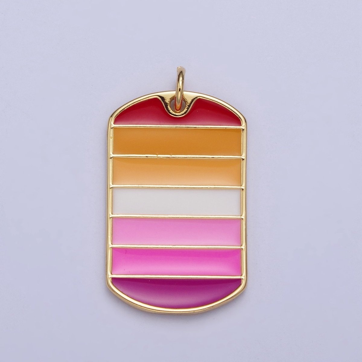 24K Gold Filled LGBTQ Lesbian Pride Gradient Enamel Tag Charm | M-496