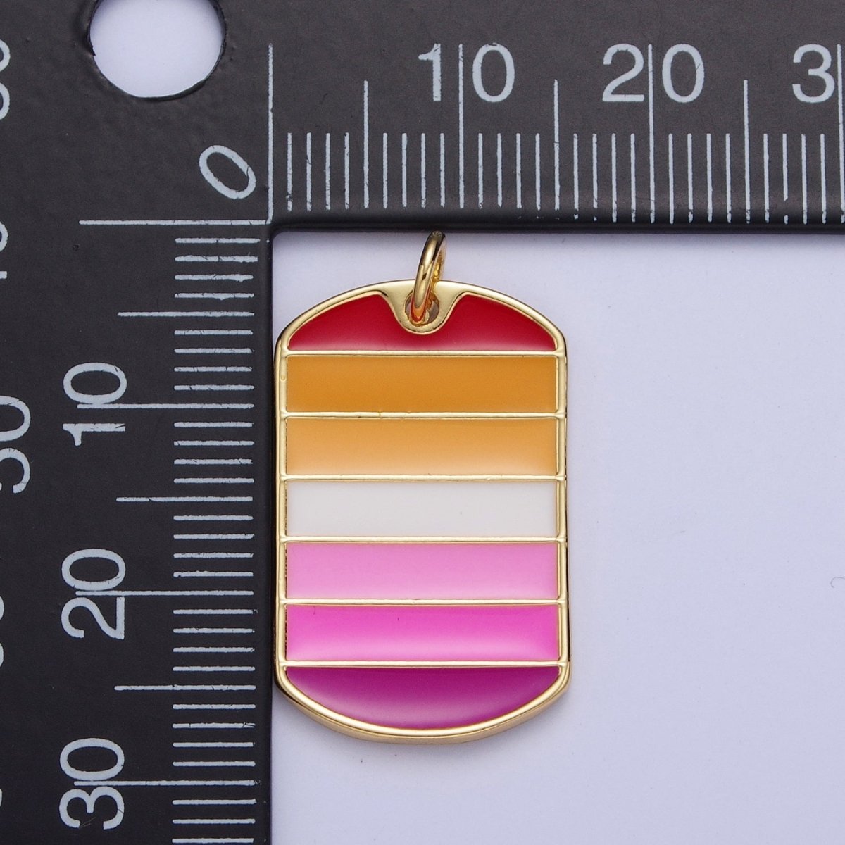24K Gold Filled LGBTQ Lesbian Pride Gradient Enamel Tag Charm | M-496