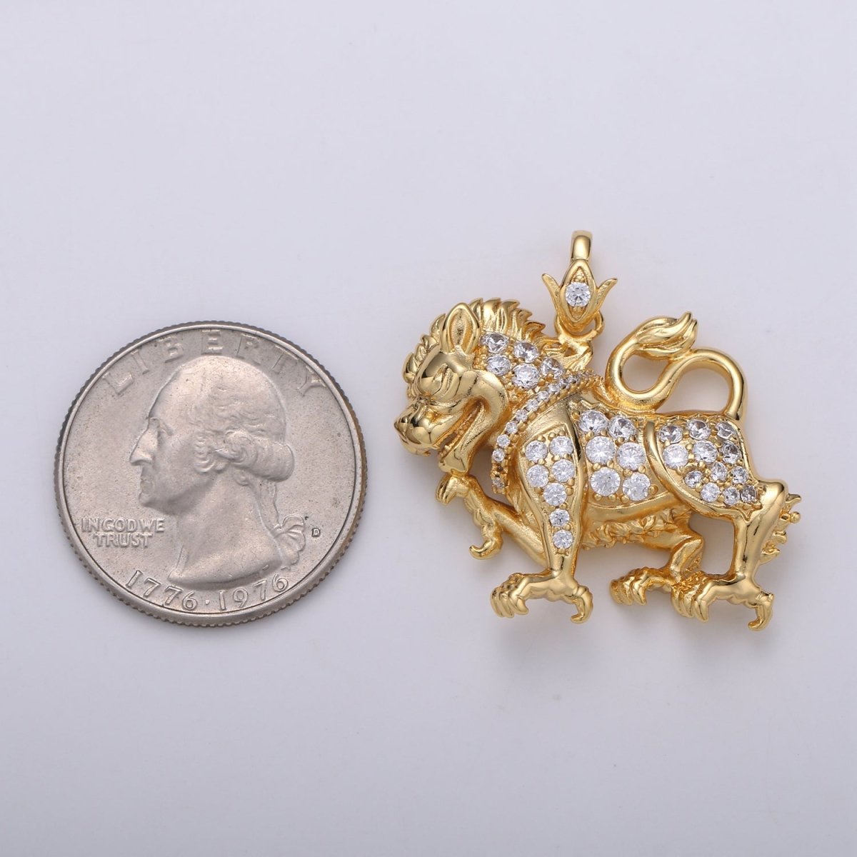 24K Gold Filled Lion Charm Pixiu Pendant Necklace Chinese Lion Legend Charm for Statement Necklace J-123