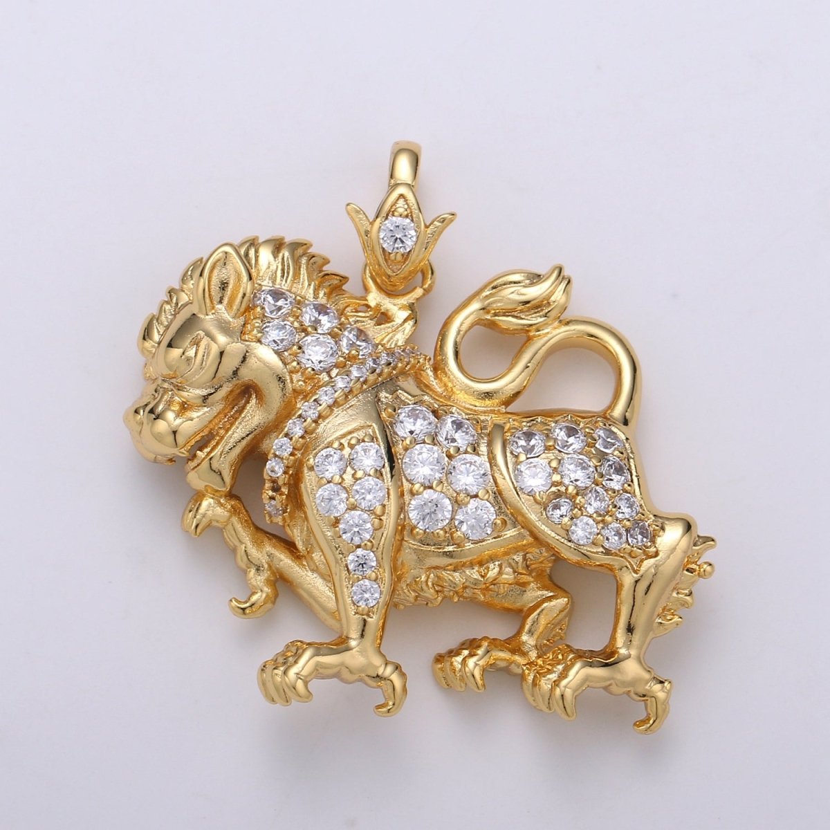 24K Gold Filled Lion Charm Pixiu Pendant Necklace Chinese Lion Legend Charm for Statement Necklace J-123