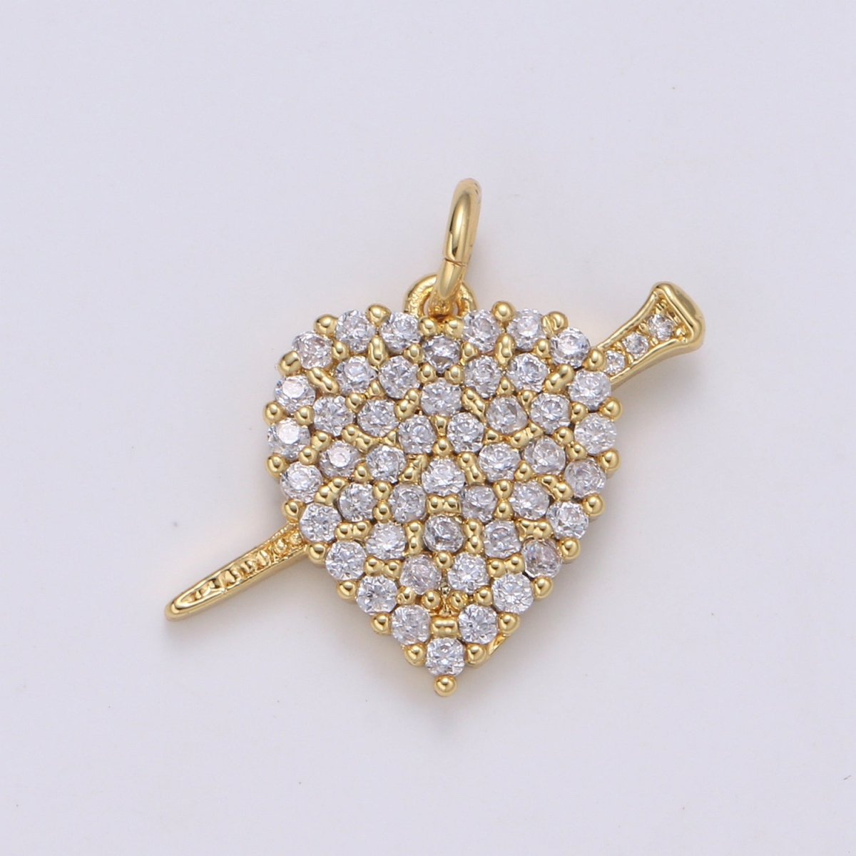 24K Gold Filled Love Arrow Heart Charm E-138