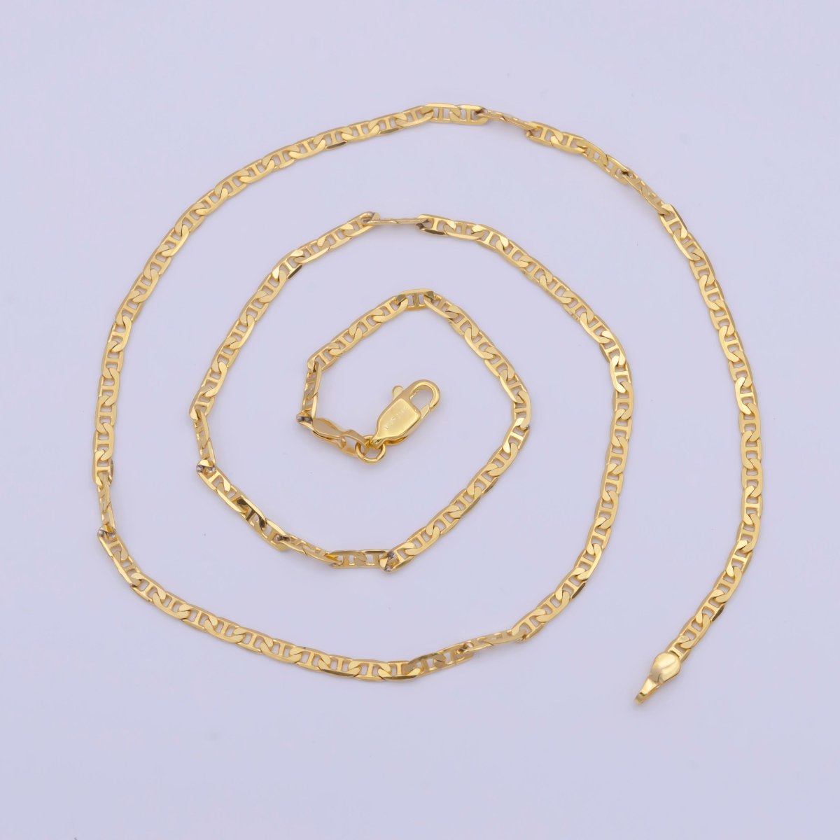 24k Gold Filled Mariner Anchor Link Chain Necklace 2.3mm Yellow Mariner Link Chain Layering Necklace | WA-1125 Clearance Pricing