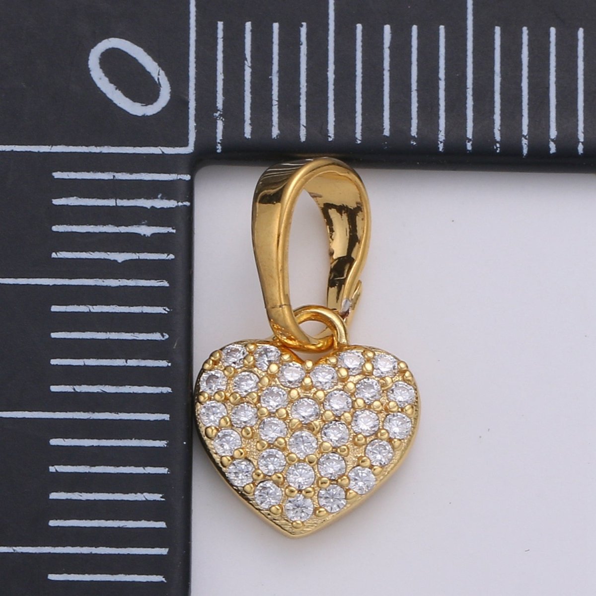 24k Gold Filled Micro Cubic Pave Heart Pendant Charm Love Pendant J-225