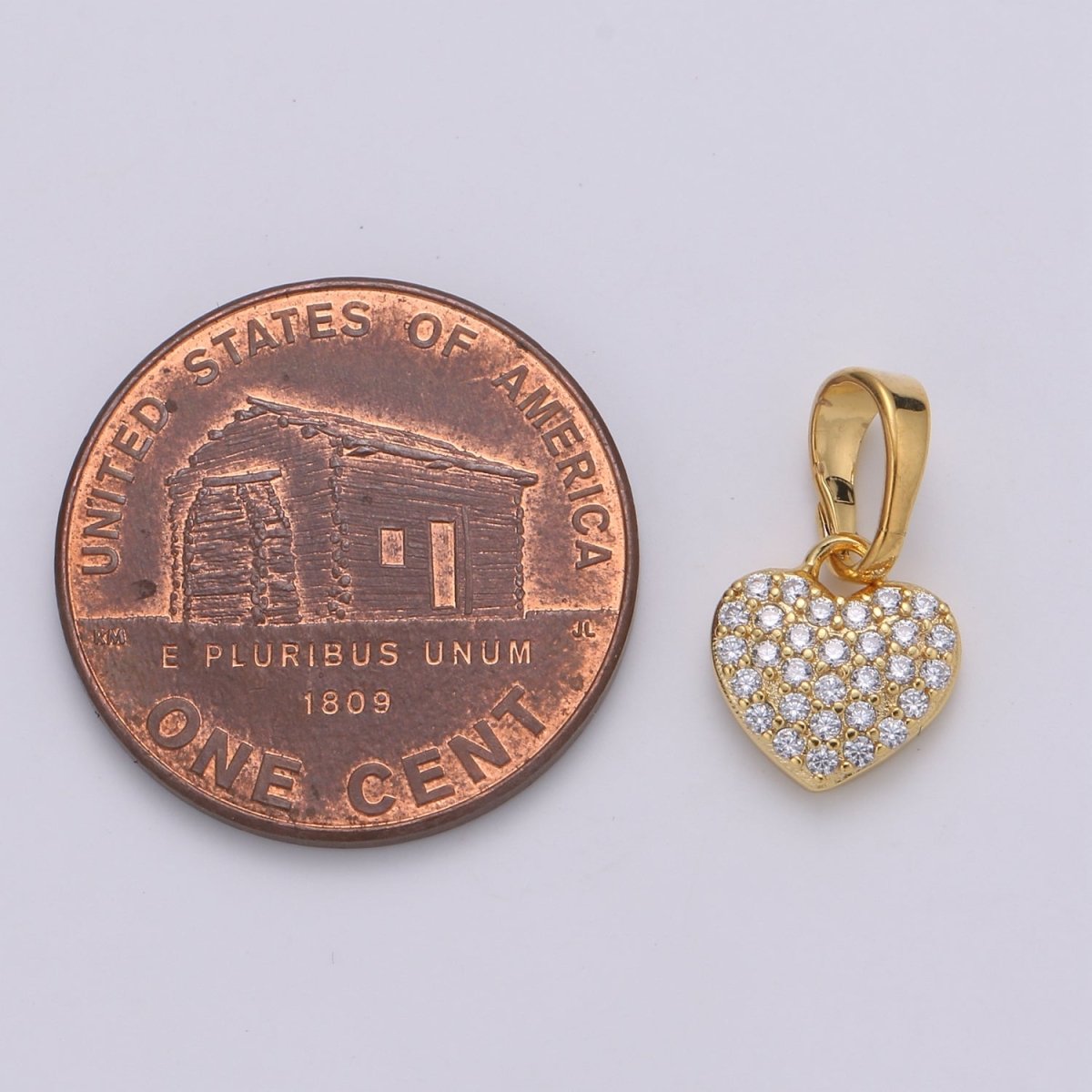 24k Gold Filled Micro Cubic Pave Heart Pendant Charm Love Pendant J-225