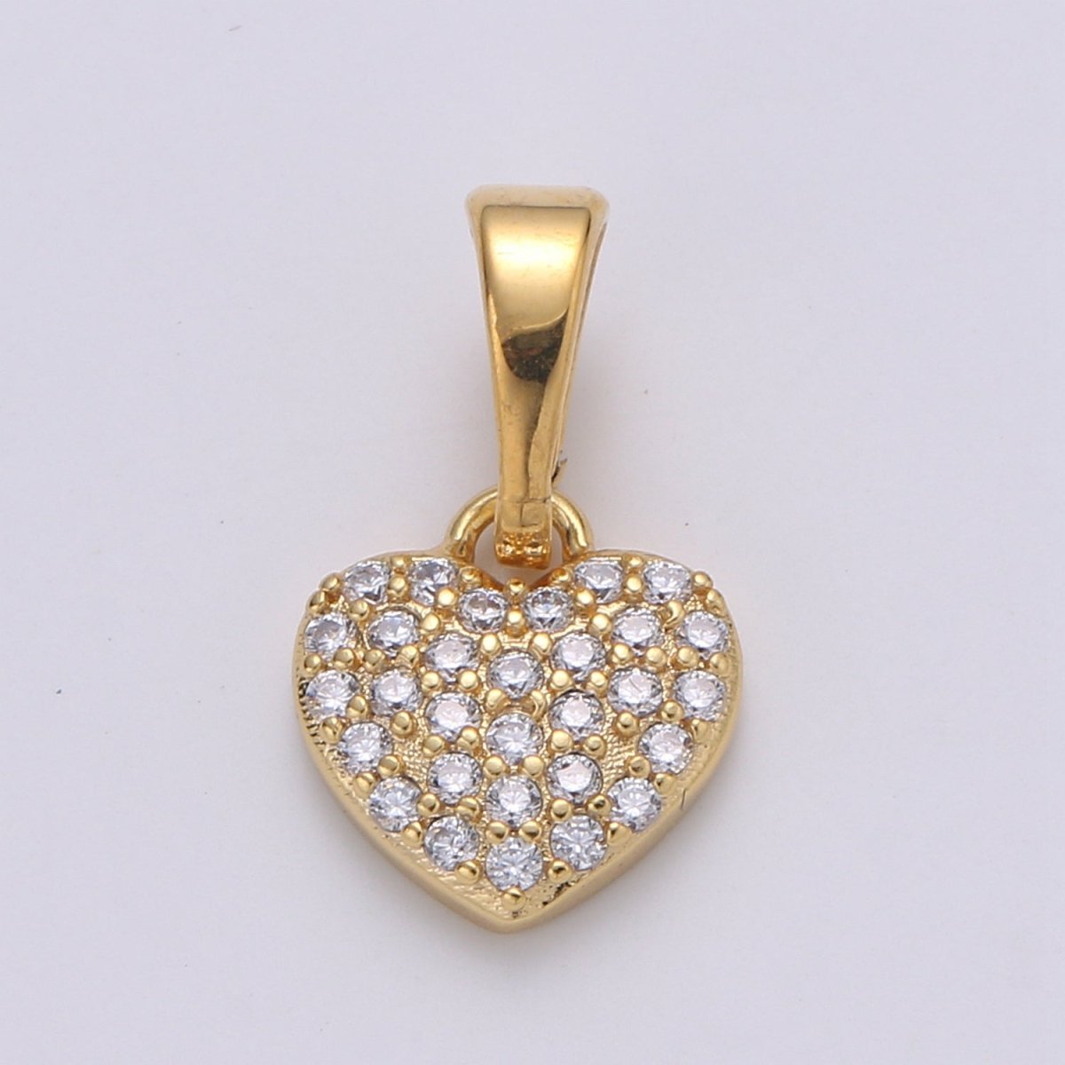 24k Gold Filled Micro Cubic Pave Heart Pendant Charm Love Pendant J-225