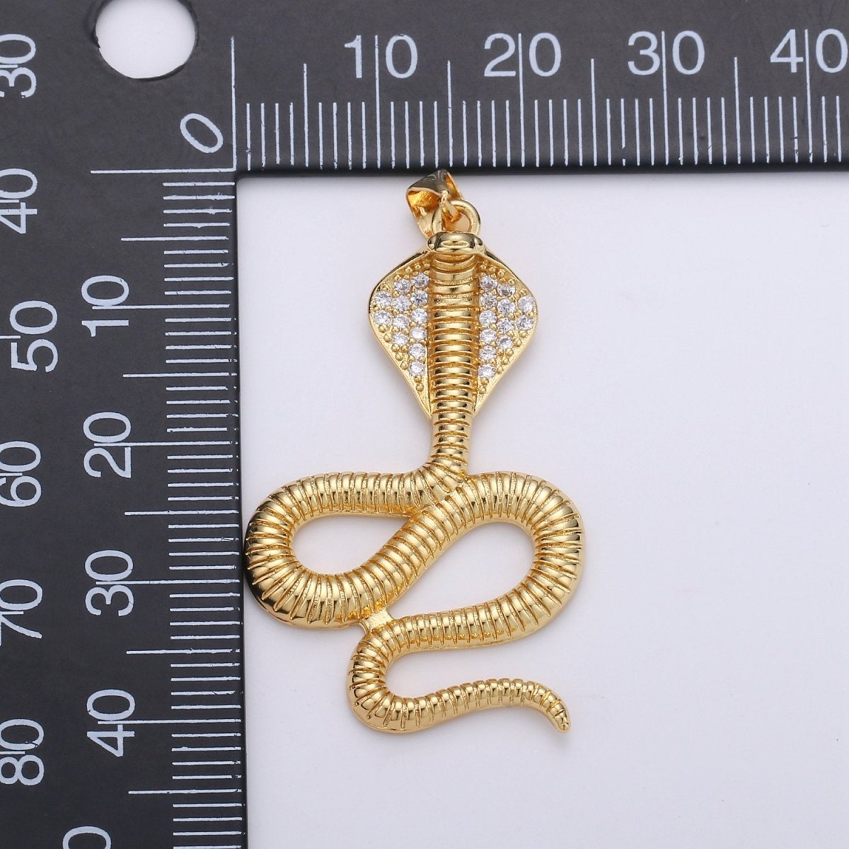 24k Gold Filled Micro Pave Cobra Snake Charm, Cubic Zirconia Snake Pendant Charm, Gold Filled Charm, For DIY Jewelry I-936