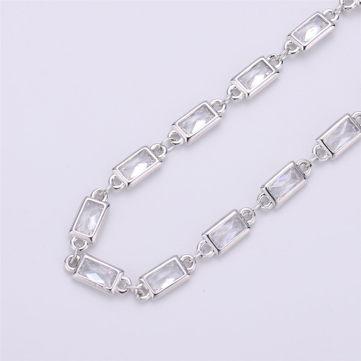 24K Gold Filled Micro Pave Colorful Charm Chain by Yard, CZ Charm Specialty Link Chain by Yard, Chain Size 20x5mm, White Gold Filled Chain | ROLL-119, ROLL-1256 Clearance Pricing