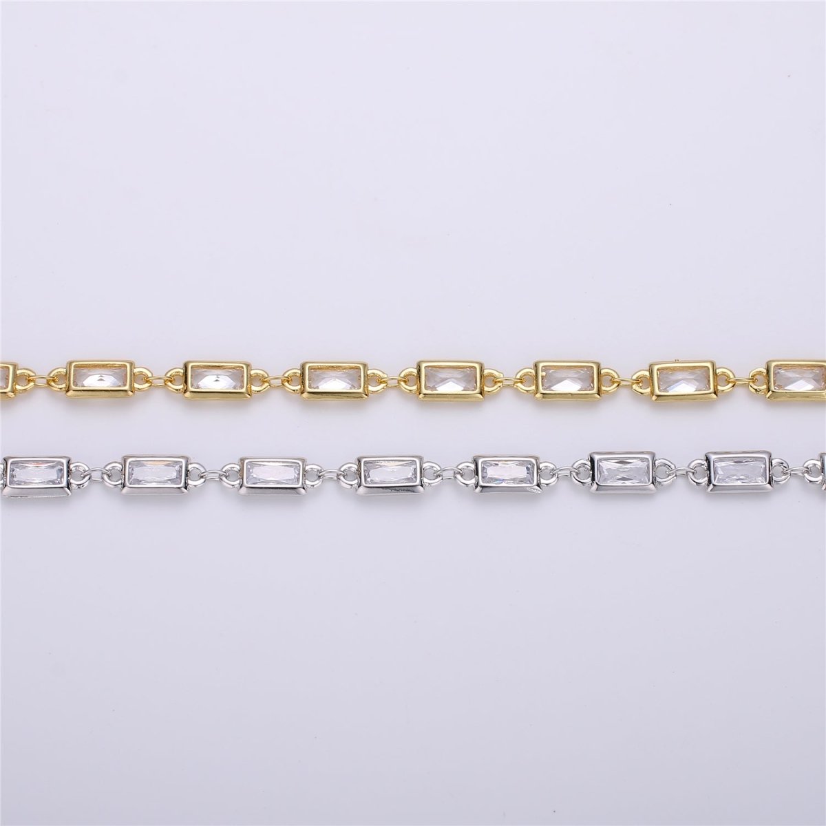 24K Gold Filled Micro Pave Colorful Charm Chain by Yard, CZ Charm Specialty Link Chain by Yard, Chain Size 20x5mm, White Gold Filled Chain | ROLL-119, ROLL-1256 Clearance Pricing