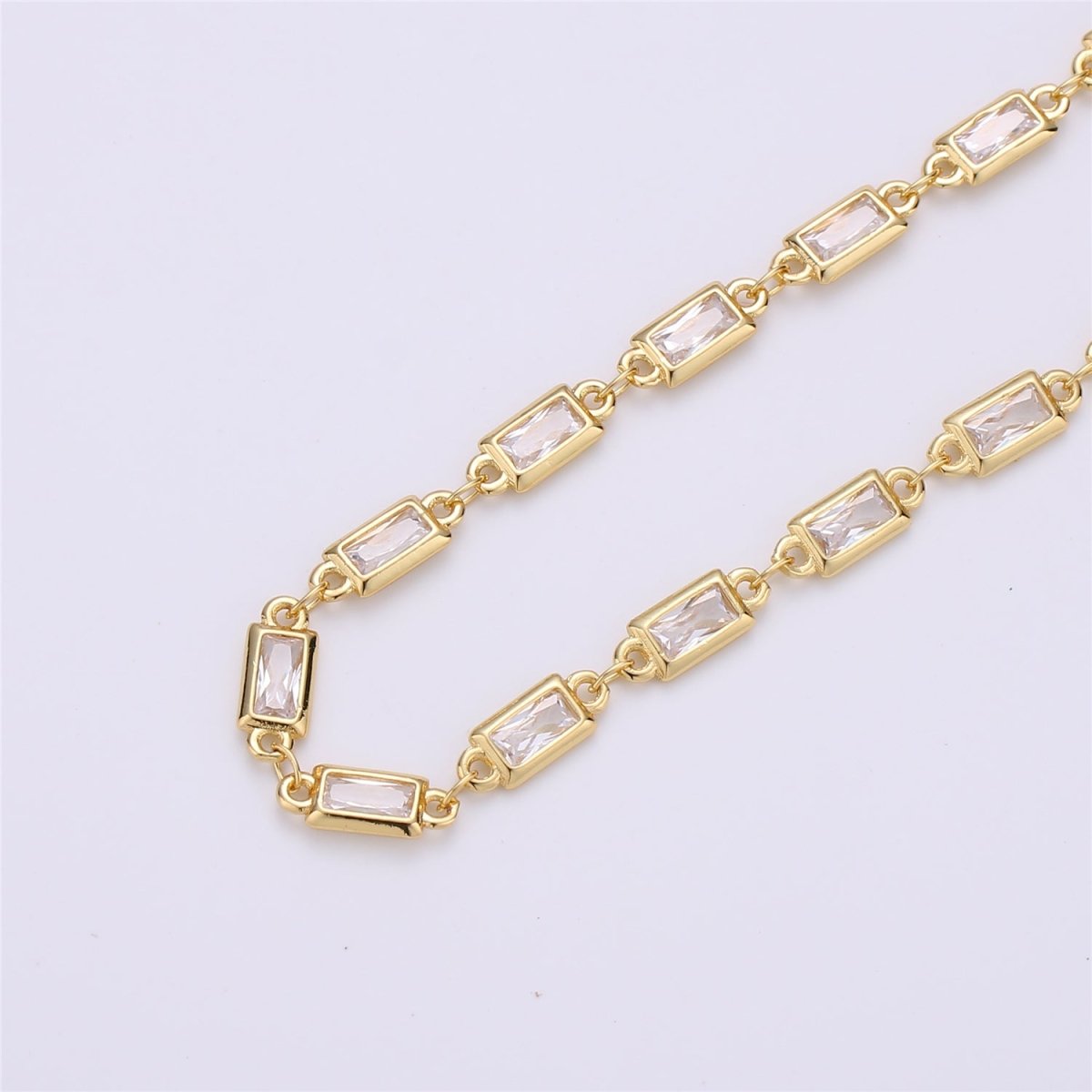 24K Gold Filled Micro Pave Colorful Charm Chain by Yard, CZ Charm Specialty Link Chain by Yard, Chain Size 20x5mm, White Gold Filled Chain | ROLL-119, ROLL-1256 Clearance Pricing