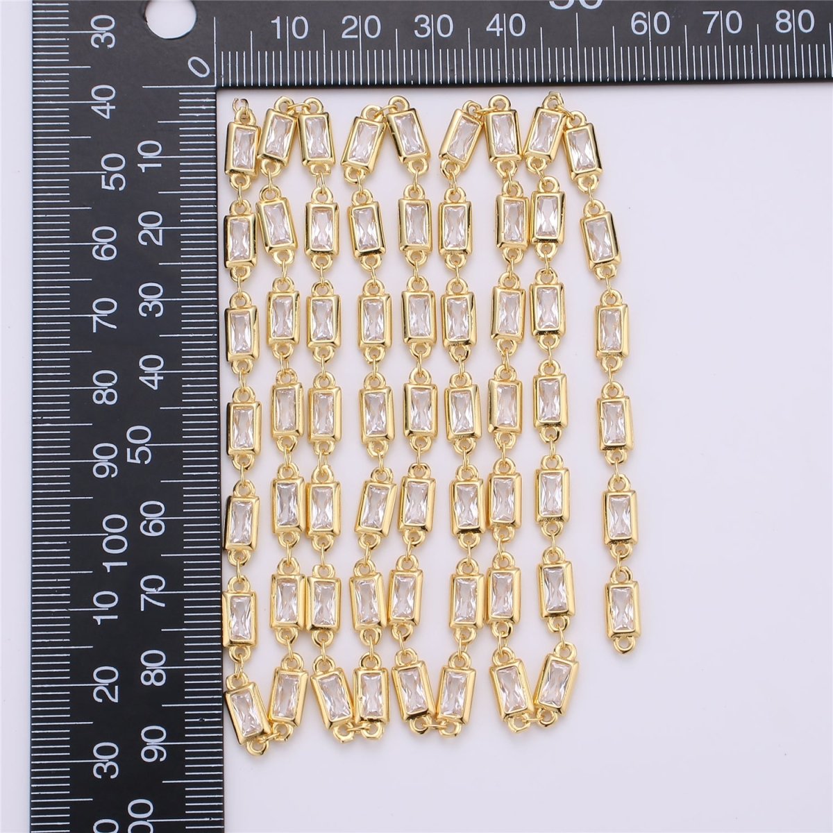 24K Gold Filled Micro Pave Colorful Charm Chain by Yard, CZ Charm Specialty Link Chain by Yard, Chain Size 20x5mm, White Gold Filled Chain | ROLL-119, ROLL-1256 Clearance Pricing