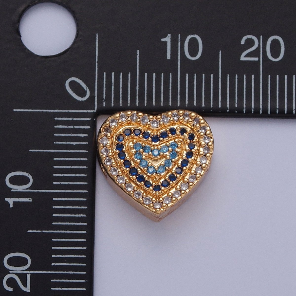 24K Gold Filled Micro Pave Cubic Zirconia Heart Spacer Bead, Multicolor Cubic Zirconia CZ Valentine Love Jewelry Making Component W-898 W-899 W-900 W-901