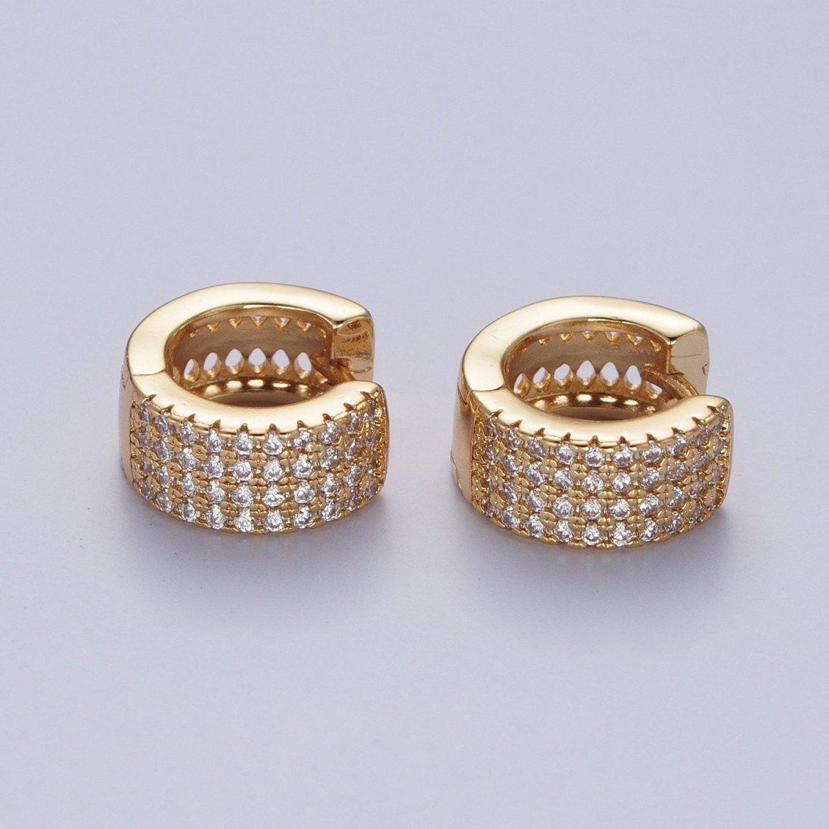 24K Gold Filled Micro Pave Cubic Zirconia Small Hoop Earrings Simple Dainty Huggie Gold Earrings  AD-485