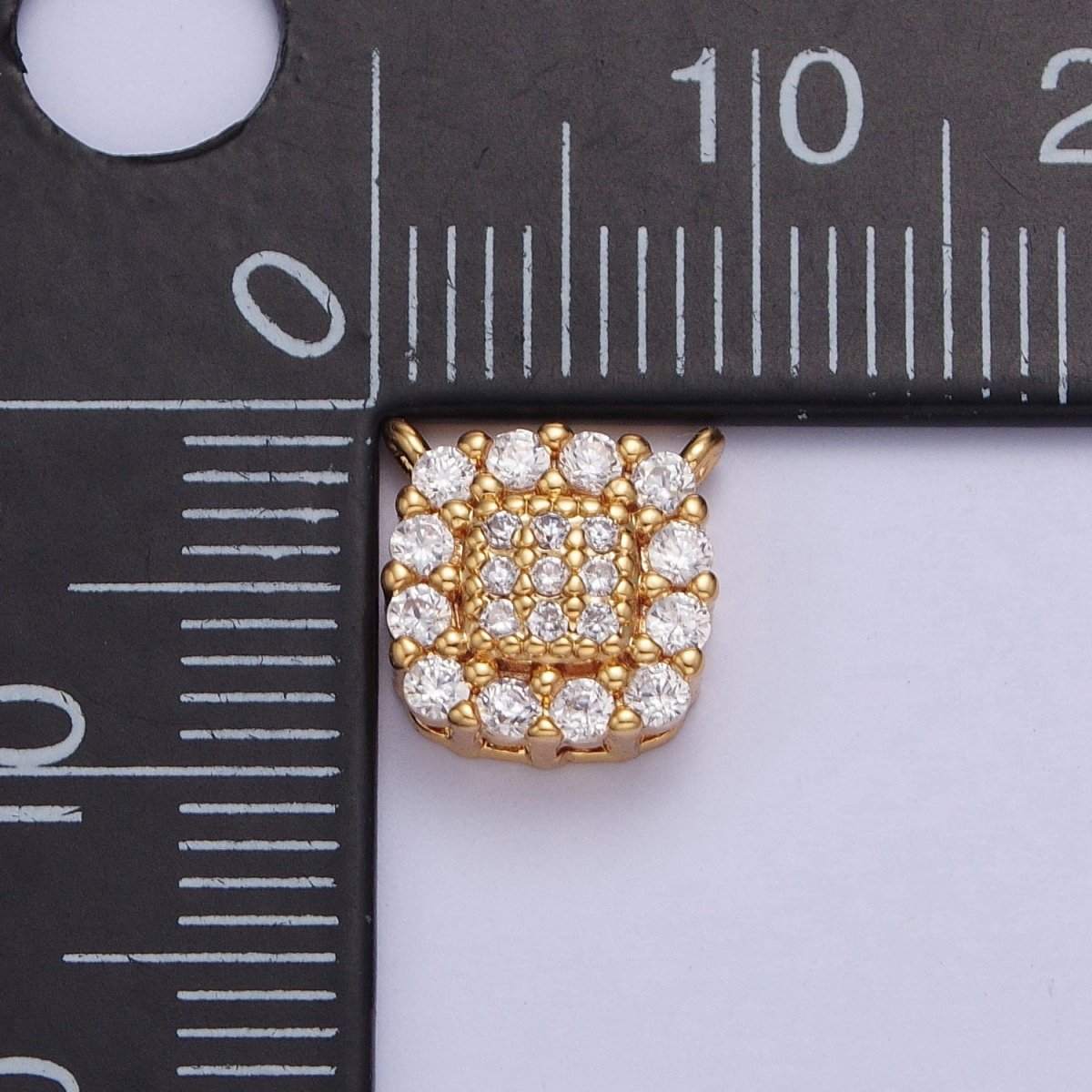 24K Gold Filled Micro Pave Cubic Zirconia Square Connector Charm For Jewelry Making F-605