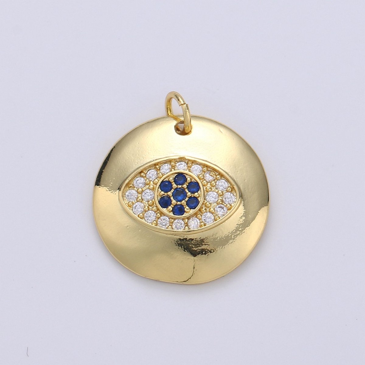 24k Gold Filled Micro Pave CZ Evil Eye Pendant Charm, Blue Eye of Ra Micro Pave CZ Pendant Charm, For Amulet Protection Jewelry D-244
