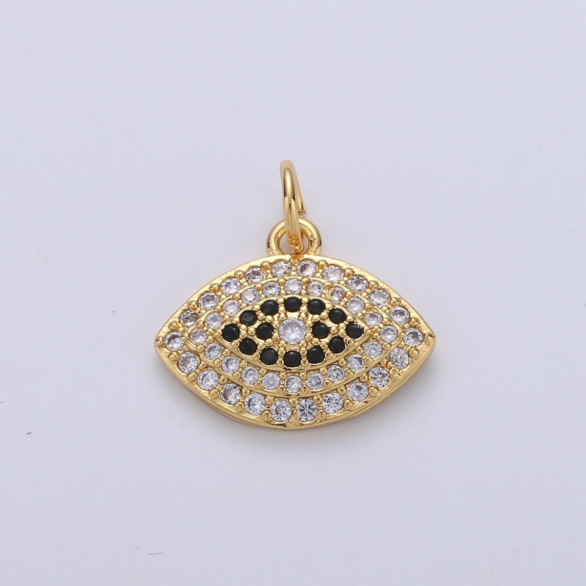 24k Gold Filled Micro Pave CZ Evil Eye Pendant Charm, Greek Eye Micro Pave CZ Pendant Charm, For DIY Jewelry D-245