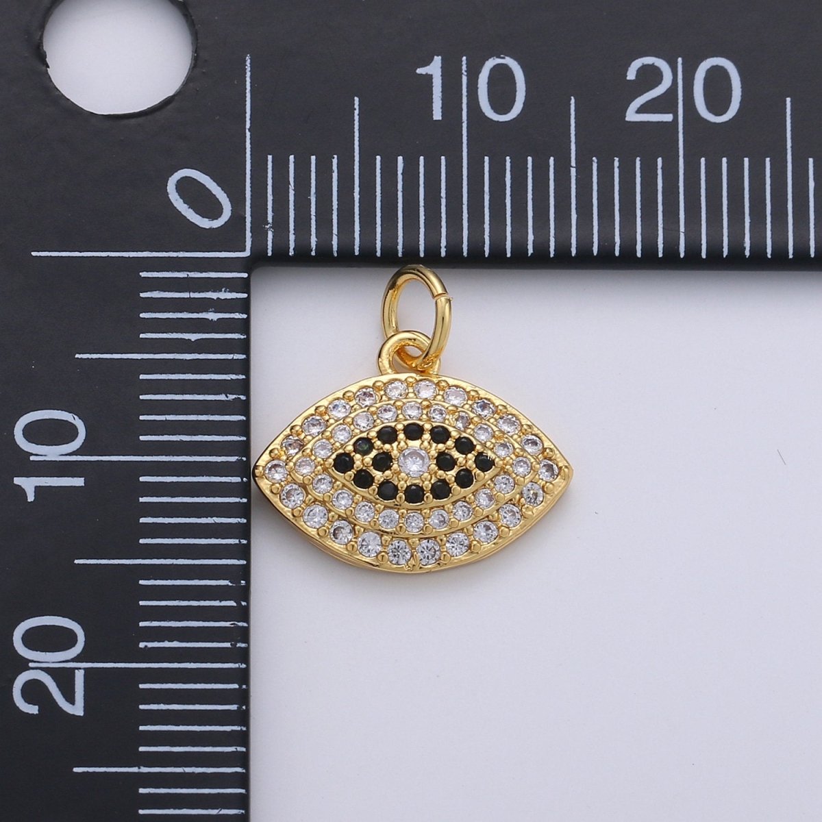 24k Gold Filled Micro Pave CZ Evil Eye Pendant Charm, Greek Eye Micro Pave CZ Pendant Charm, For DIY Jewelry D-245