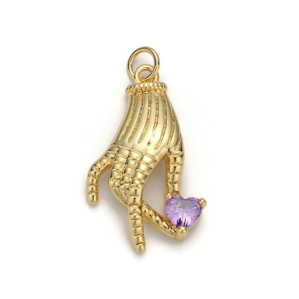 24k Gold Filled Micro Pave CZ Heart Pendant Charm, Heart in Hand Micro Pave CZ Pendant Charm, Gold Filled Pendant, For DIY Jewelry D-039