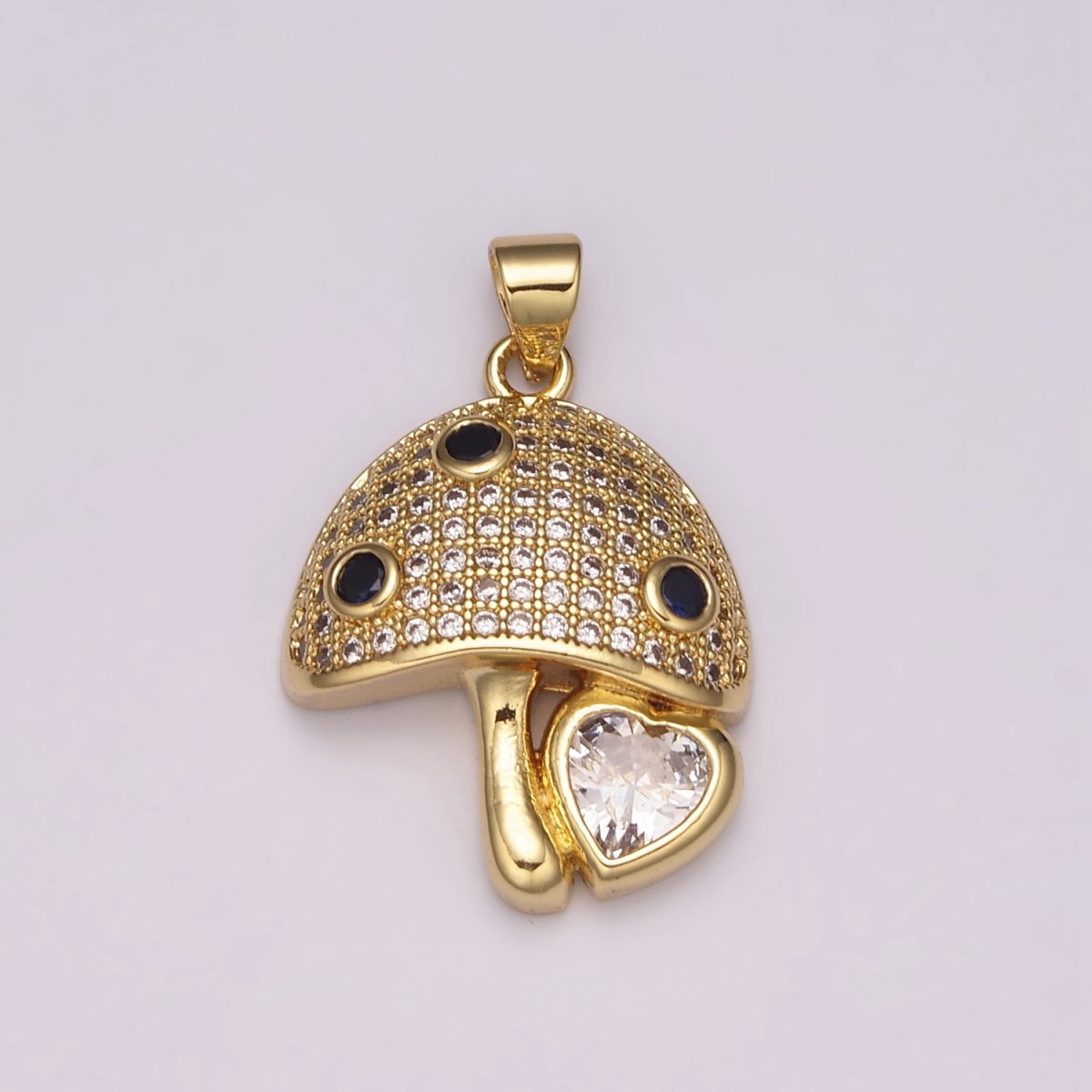 24K Gold Filled Micro Pave CZ Mushroom Pendant Charm Dainty CZ Magic Mushroom Pendant Charm Add on Pendant N-1484