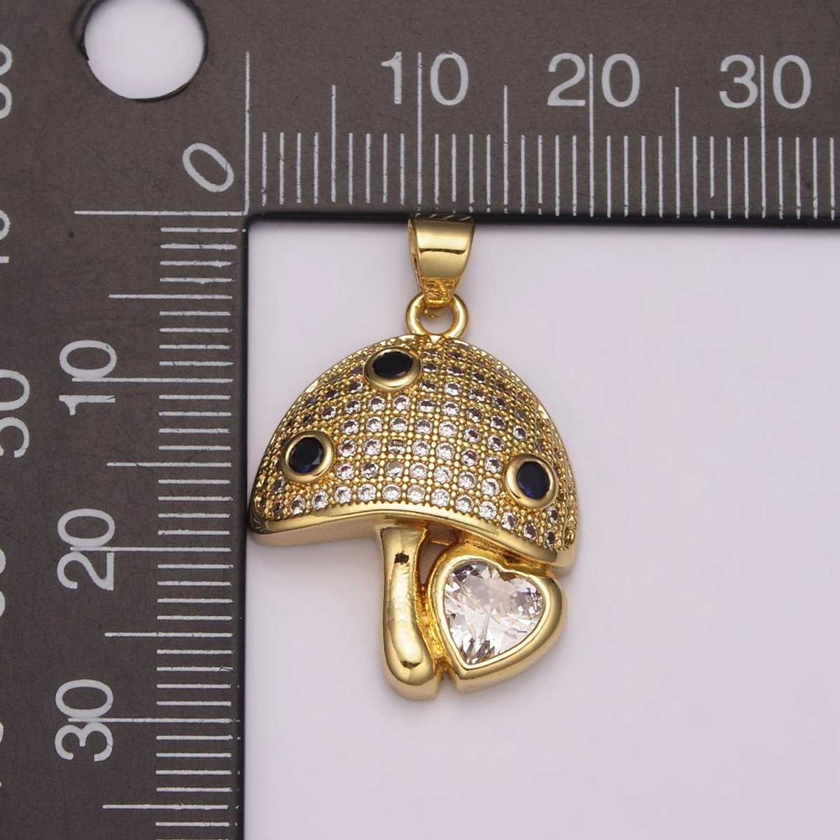 24K Gold Filled Micro Pave CZ Mushroom Pendant Charm Dainty CZ Magic Mushroom Pendant Charm Add on Pendant N-1484