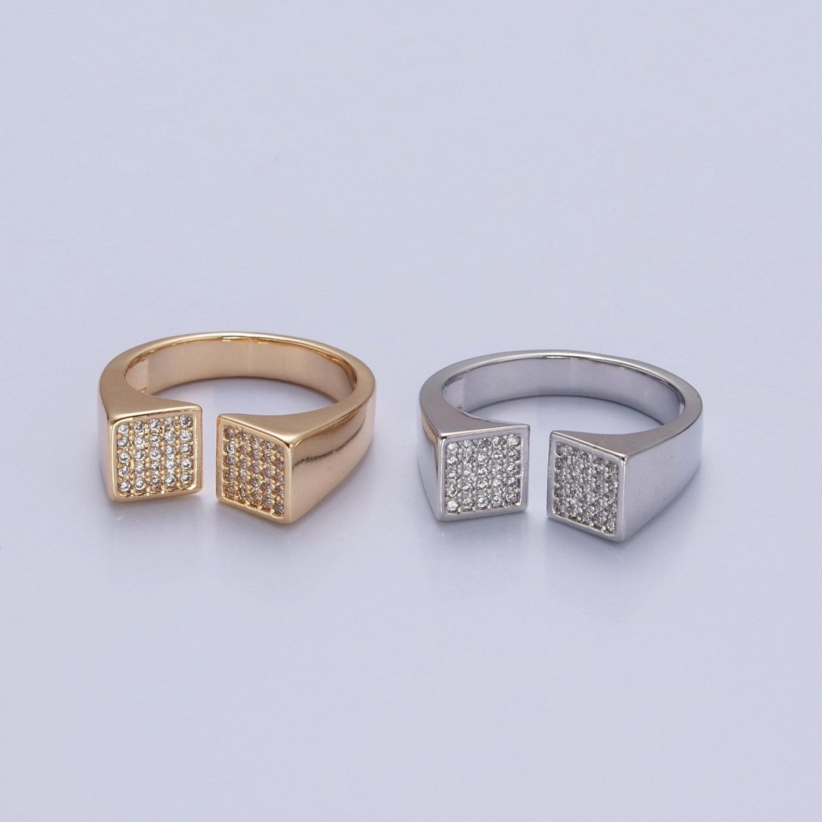 24k Gold Filled Micro Pave CZ Open Ring in Silver & Gold O-2268 O-2269
