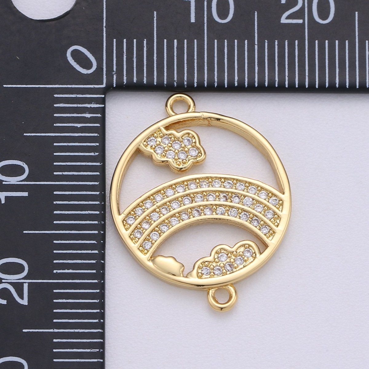 24k Gold Filled Micro Pave CZ Rainbow Charm Connector Micro Pave CZ Rainbow Bracelet Connector For Bracelet Necklace Supply F-457