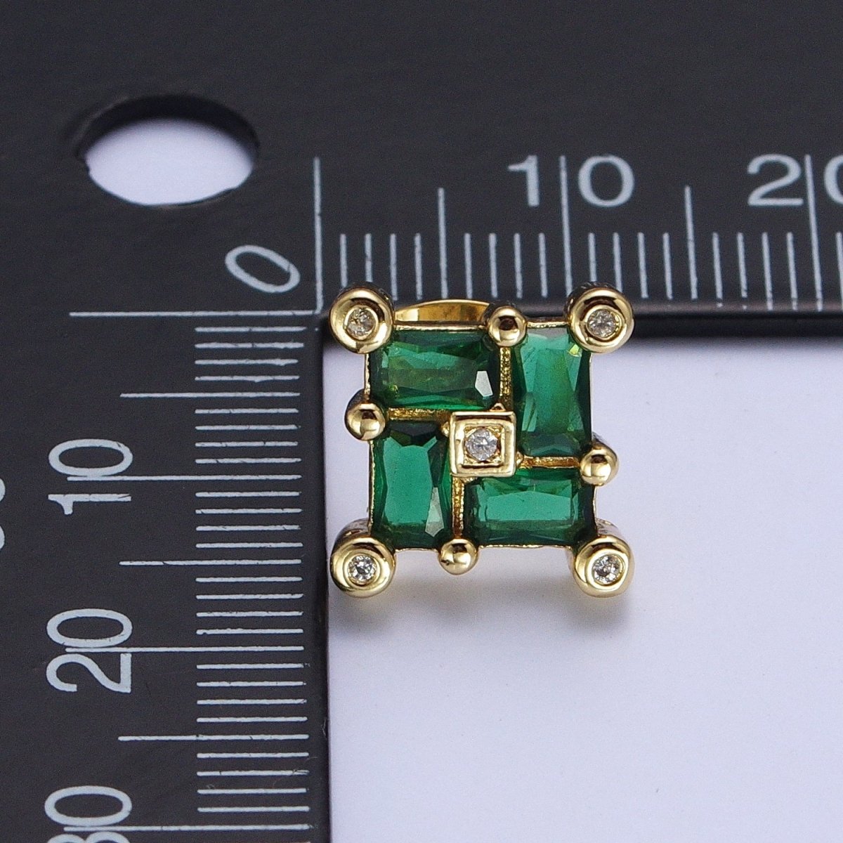 24K Gold Filled Micro Pave CZ Stud Earrings Baguette Colorful Cubic Zirconia Earrings Q-051 Q-053 Q-057