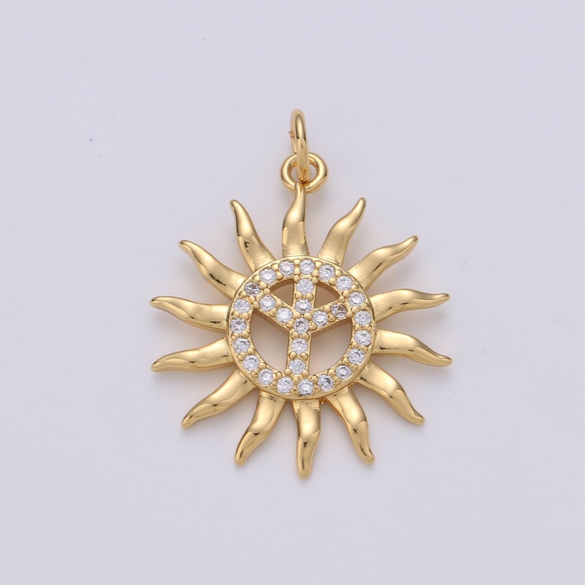 24k Gold Filled Micro Pave CZ Sun Burst Pendant Charm, Cubic Sun Micro Pave CZ Pendant Charm Celesial Jewelry For DIY Boho Jewelry D-611