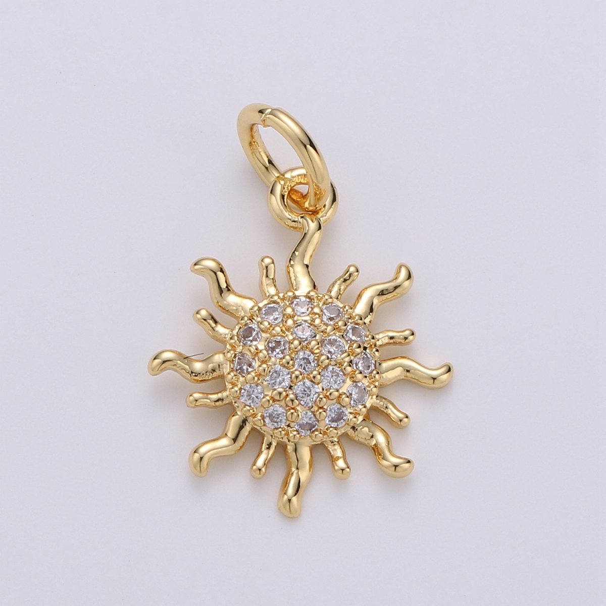24k Gold Filled Micro Pave CZ Sun Burst Pendant Charm, Cubic Sun Micro Pave CZ Pendant Charm, Gold Filled Pendant, For DIY Boho Jewelry D-359