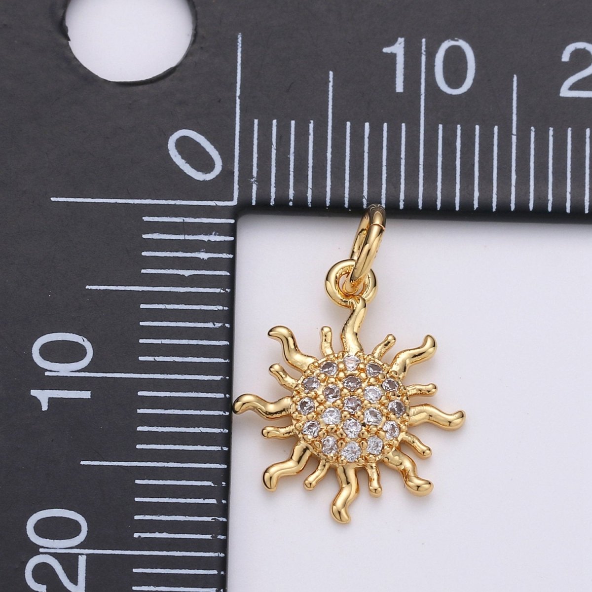 24k Gold Filled Micro Pave CZ Sun Burst Pendant Charm, Cubic Sun Micro Pave CZ Pendant Charm, Gold Filled Pendant, For DIY Boho Jewelry D-359