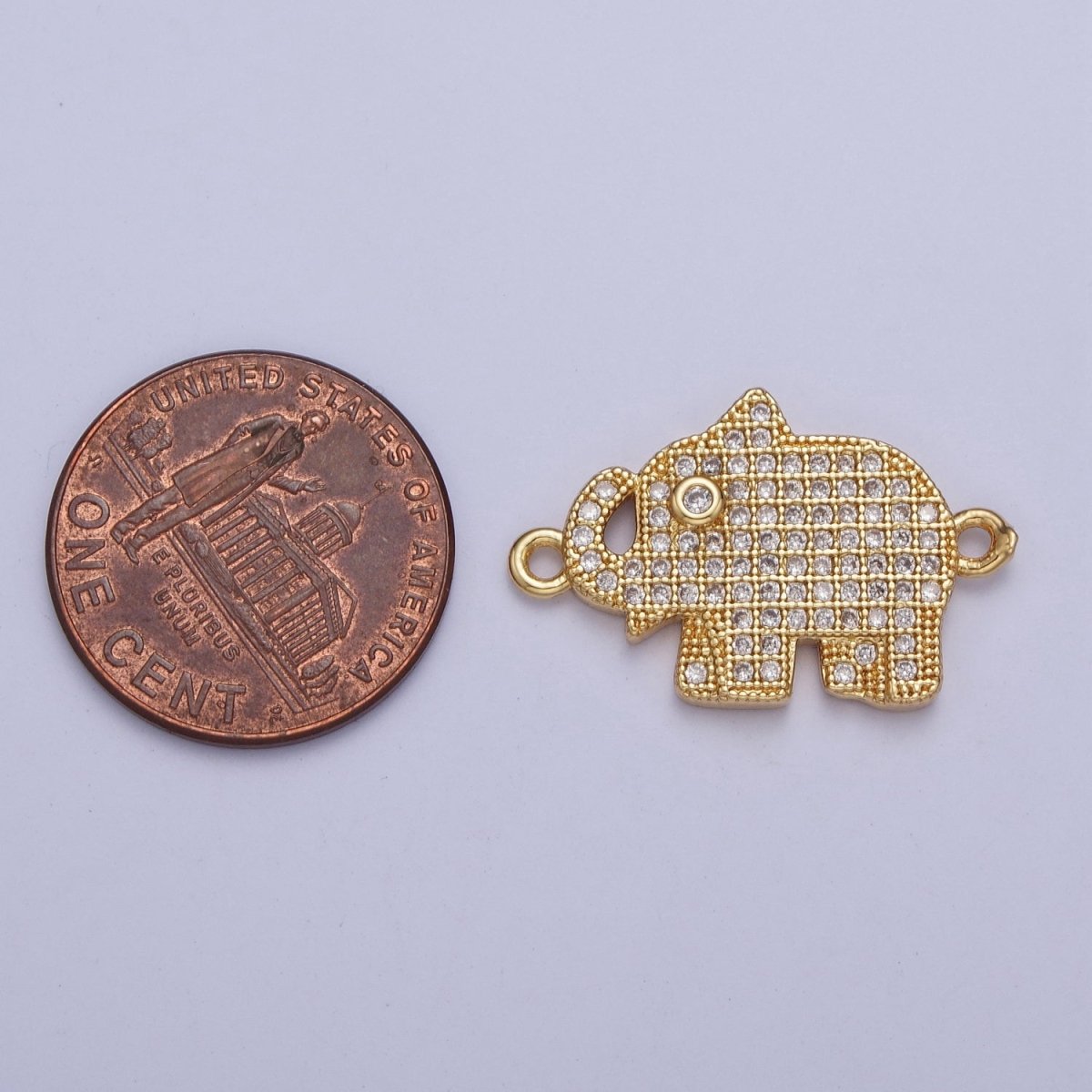 24K Gold Filled Micro Pave Elephant Forest Wildlife Safari Connector Charm For Jewelry Making F-485