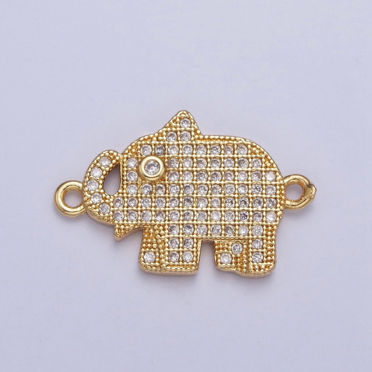 24K Gold Filled Micro Pave Elephant Forest Wildlife Safari Connector Charm For Jewelry Making F-485