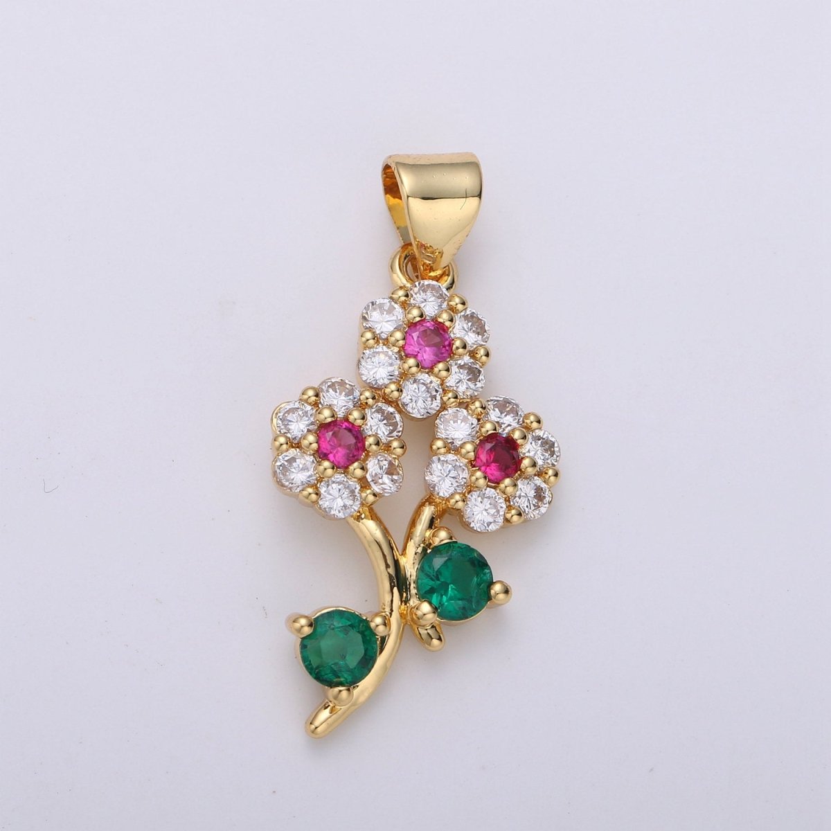 24K Gold Filled Micro Pave Flower Charm, Silver Small Cubic Flower Charm Multi Color Pendant for necklace earring bracelet Component I-601 I-602