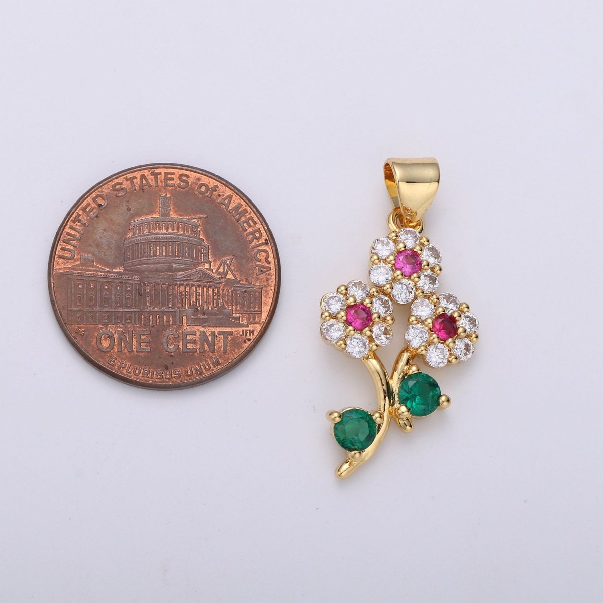 24K Gold Filled Micro Pave Flower Charm, Silver Small Cubic Flower Charm Multi Color Pendant for necklace earring bracelet Component I-601 I-602