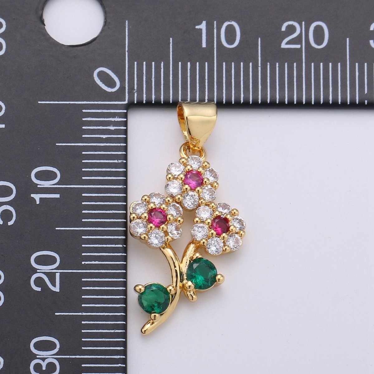 24K Gold Filled Micro Pave Flower Charm, Silver Small Cubic Flower Charm Multi Color Pendant for necklace earring bracelet Component I-601 I-602
