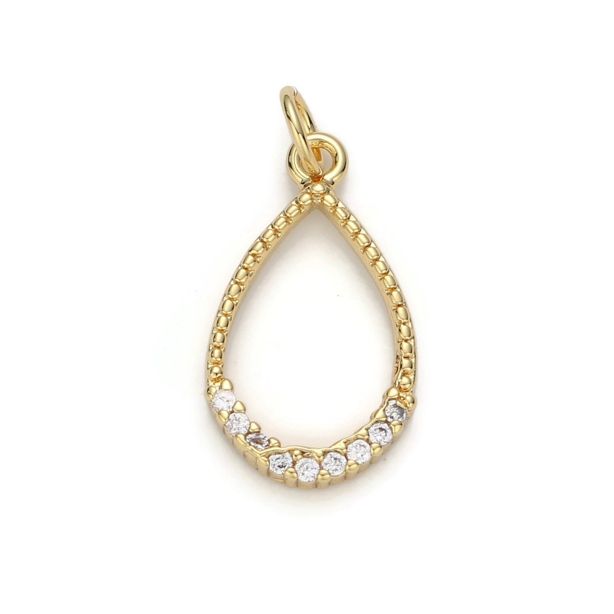 24k Gold Filled Micro Pave Geometric Oval Charm, Cubic Zirconia Geometric Oval Pendant Charm, Gold Filled Charm, For DIY Jewelry D-043