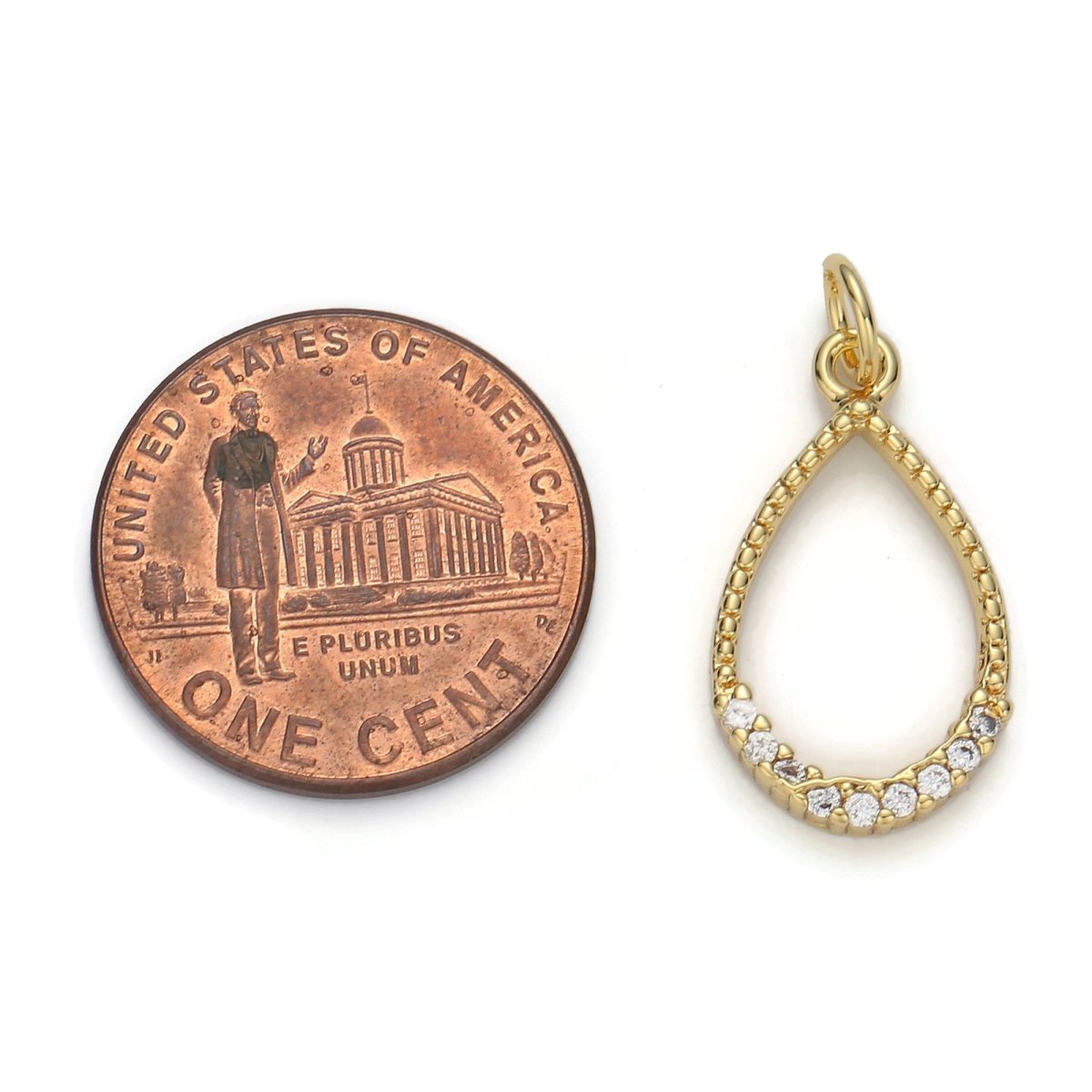 24k Gold Filled Micro Pave Geometric Oval Charm, Cubic Zirconia Geometric Oval Pendant Charm, Gold Filled Charm, For DIY Jewelry D-043